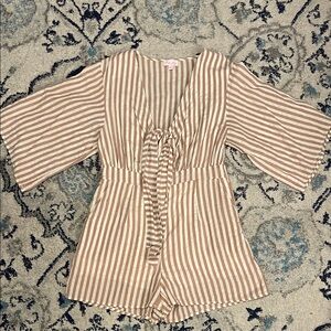 Striped Beige and White Romper